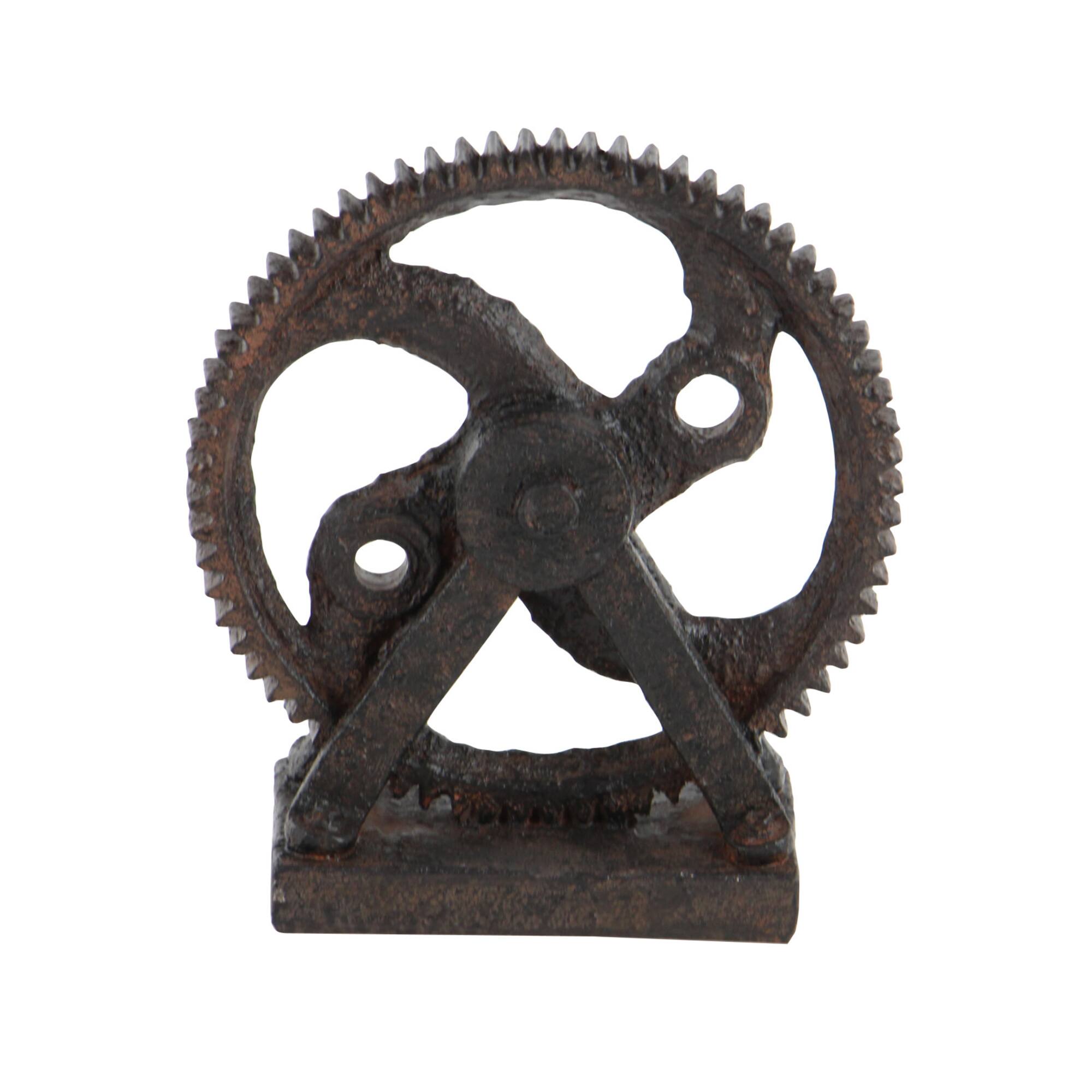 9" Brown Polystone Industrial Abstract Sculpture